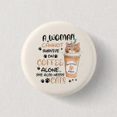 Koffie & Katten – Schattigee Kawaii kunst Ronde Button 3,2 Cm (Voorkant)