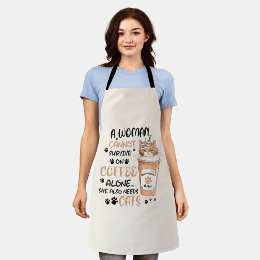 Koffie & Katten – Schattigee Kawaii kunst Schort (Gedragen)