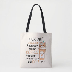 Koffie & Katten – Schattigee Kawaii kunst Tote Bag