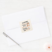 Koffie & Katten – Schattigee Kawaii kunst Vierkante Sticker (Envelop)