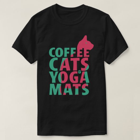 Koffie, Katten, Yogamatten T-shirt (Design voorkant)