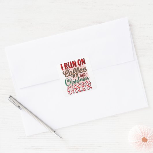 Koffie & Kerst Cafe Zakelijk Bulk Vierkante Sticker (Envelop)