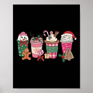 Koffie kerst ontbijtkoek Roze vrouwen Latte Cozy Poster