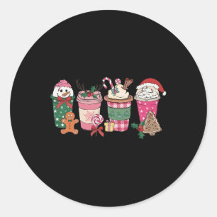 Koffie kerst ontbijtkoek Roze vrouwen Latte Cozy Ronde Sticker