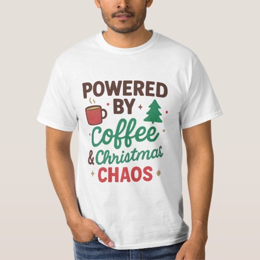 Koffie & Kerstchaos Grappig T-shirt (Voorkant)