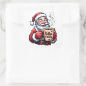 Koffie Kerstman Lachende Kerstman Stoomende Mok Vierkante Sticker (Tas)