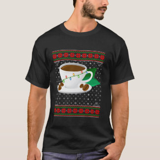 Koffie Kerstverlichting Lelijke trui stijl Santa C T-shirt
