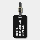 Koffie Kettlebells Herhalen Bagagelabel (Voorkant verticaal)