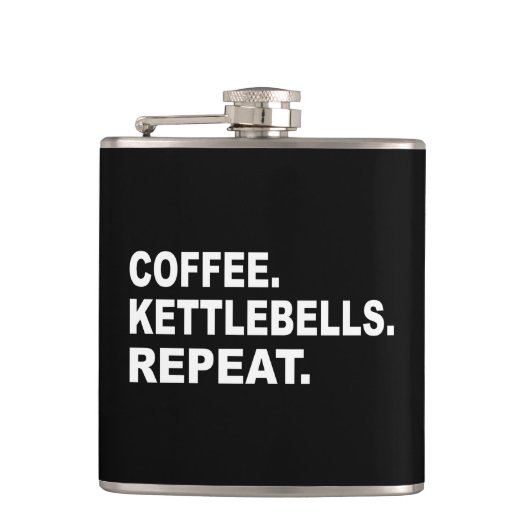Koffie Kettlebells Herhalen Heupfles (Voorkant)