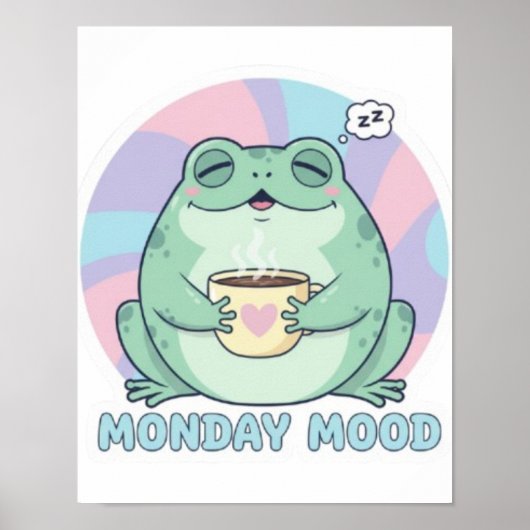 Koffie Kikker Poster Schattige Kikker Die Koffie D (Voorkant)