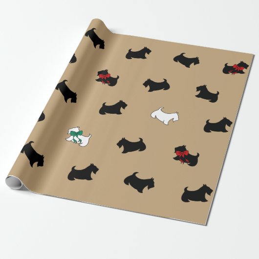 Koffie Kleur Schotse Terrier Wrapping Papier (Uitgerold)