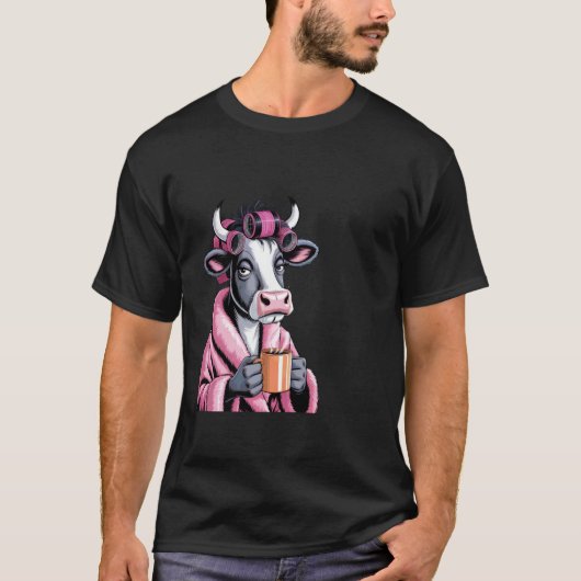 Koffie Koe Ochtend Dier Grappig Moe T-shirt (Voorkant)