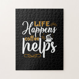Koffie-koffie helpt bij het leven van de Koffie Legpuzzel