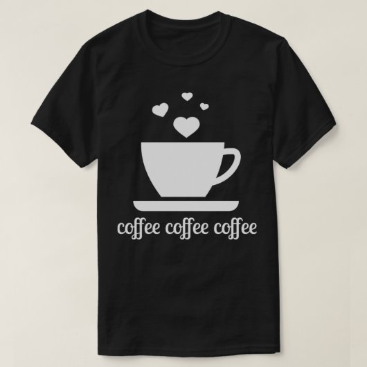 Koffie Koffie Koffieliefde mok harten T-shirt (Design voorkant)