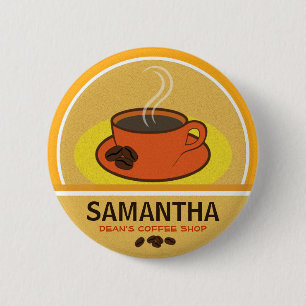 Koffie Koffiebeker Shop Cafe Stad ID Naam Tags Ronde Button 5,7 Cm