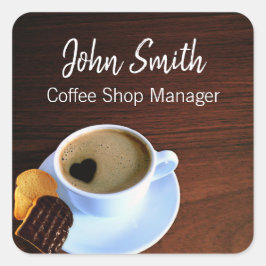 Koffie Koffiekbeker Heart Shaped Foam Cookie Vierkante Sticker