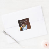 Koffie Koffiekbeker Heart Shaped Foam Cookie Vierkante Sticker (Envelop)