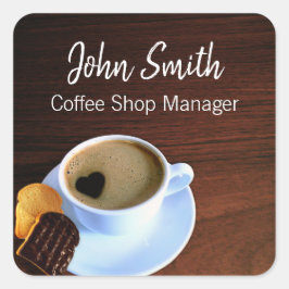 Koffie Koffiekbeker Heart Shaped Foam Cookie Vierkante Sticker