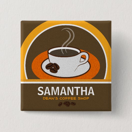 Koffie Koffiekbekertje Kafel ID Naam Vierkante Button 5,1 Cm (Voorkant)