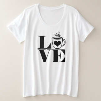 Koffie Kop Hart Koffieliefhebber Grote Maat T-shirt