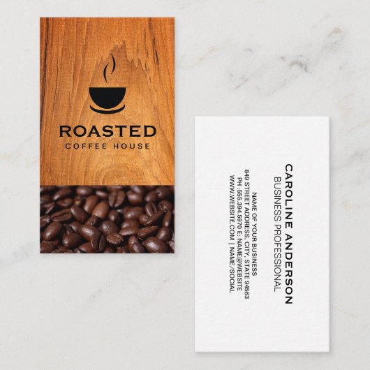 Koffie | Kop Java | Koffiebonen Visitekaartje (Voorkant / Achterkant)