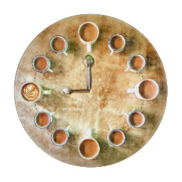 Koffie kopje koffie tijd klok rustiek snijplank
