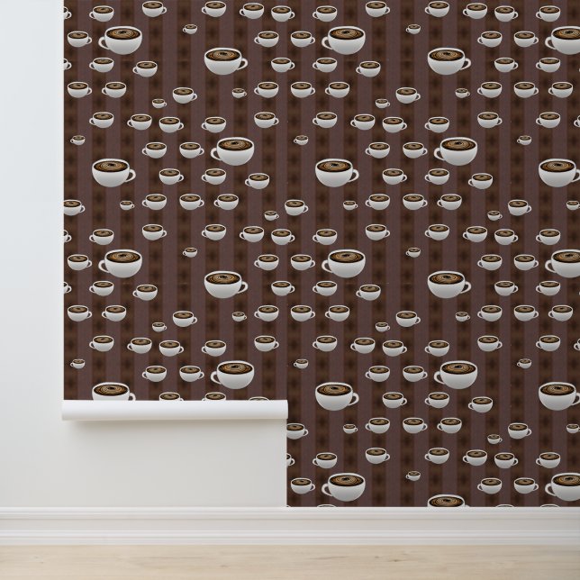 Koffie kopjes en strepen behang (Applicatie)