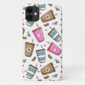 Koffie kopjes, koffiebonen, harten, koffie liefheb Case-Mate iPhone case (Achterkant)
