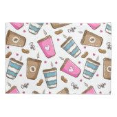 Koffie kopjes, koffiebonen, harten, koffie liefheb kussensloop (Achterkant)