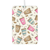 Koffie kopjes, koffiebonen, harten, koffie liefheb luchtverfrisser (Voorkant)