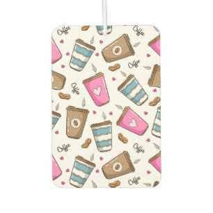 Koffie kopjes, koffiebonen, harten, koffie liefheb luchtverfrisser