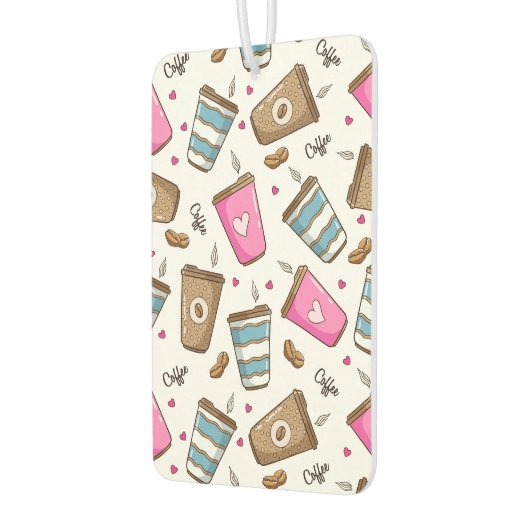 Koffie kopjes, koffiebonen, harten, koffie liefheb luchtverfrisser (Links)