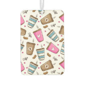 Koffie kopjes, koffiebonen, harten, koffie liefheb luchtverfrisser (Achterkant)