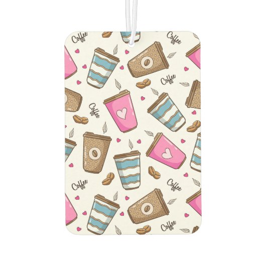 Koffie kopjes, koffiebonen, harten, koffie liefheb luchtverfrisser (Achterkant)