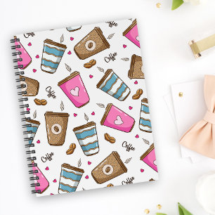 Koffie kopjes, koffiebonen, harten, koffie liefheb planner