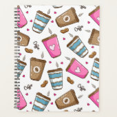 Koffie kopjes, koffiebonen, harten, koffie liefheb planner (Voorkant)