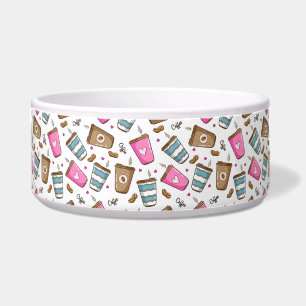 Koffie kopjes, koffiebonen, harten, koffie liefheb voerbakje