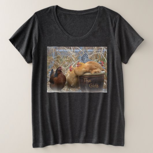 Koffie-koppelkippen Grote Maat T-shirt (Design voorkant)