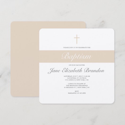 Koffie-kreambaptisme-uitnodiging Kaart (Voorkant / Achterkant)