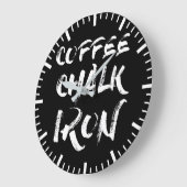 Koffie, krijt en strijkijzer, Funny Motivatie Work Grote Klok (Hoek)