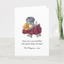 Koffie-kronetfoto met kerstcadeautje