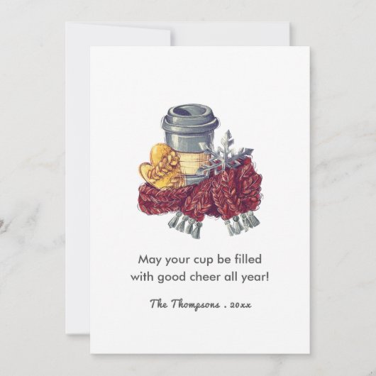 Koffie-kronetfoto met kerstcadeautje feestdagenkaart (Voorkant)