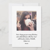 Koffie-kronetfoto met kerstcadeautje feestdagenkaart (Achterkant)