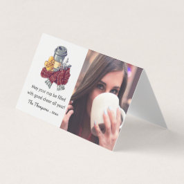 Koffie-kronetfoto met kerstcadeautje kaart