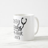 Koffie, kruiden en rubberhandschoenen. koffiemok (Voorkant rechts)