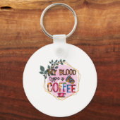 Koffie-kunst Mijn bloedtype is koffie Sleutelhanger (Voorkant)