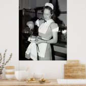 KOFFIE-KUPPEN op DINER 1940 Poster (Keuken)