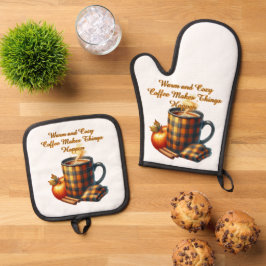 Koffie laat dingen gebeuren ovenwant & pannenlap set