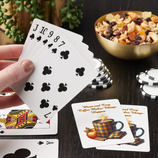 Koffie laat dingen gebeuren pokerkaarten (Insitu)