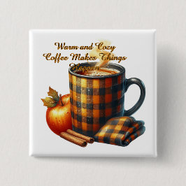 Koffie laat dingen gebeuren vierkante button 5,1 cm